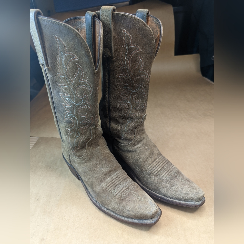 Lucchese Boots women's sz 8C natural leather rough side out Classic Western cowg